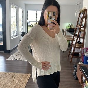 Brandy Melville high low v neck sweater in cream
